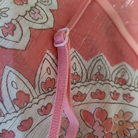 Vtg Y2k Babydoll Top Whimsical Boho Fairy Pink Glitter Coquette Feminine Dainty - Picture 14 of 15